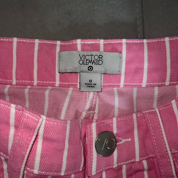 NWT Victor Glemaud Size 0 Denim Pink and White Striped Skirt - Picture 3 of 6